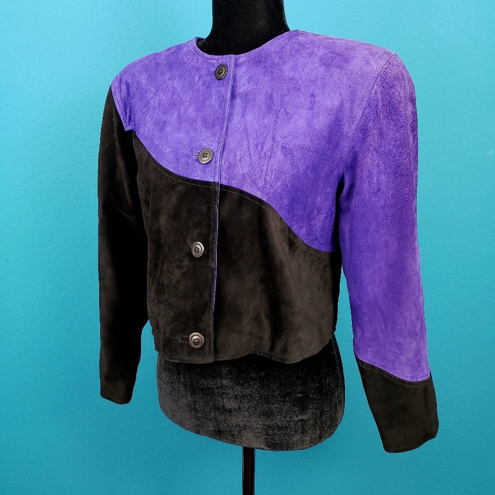 ⚜️ 🟣 JOANIE CHAR Genuine Suede Retro Mod Jacket // (VINTAGE) // (RARE!)